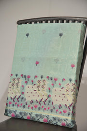 Blossom Muse Sea Green Shimmer Jamdani Pichwai Unstitched Suit Set